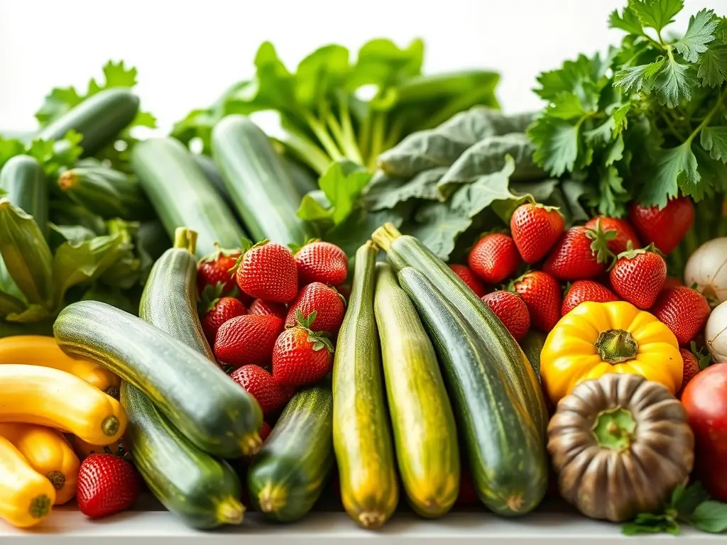 A vibrant display of locally sourced, fresh fruits and vegetables at Ivana's Sweets, showcasing the variety and quality of produce available.
