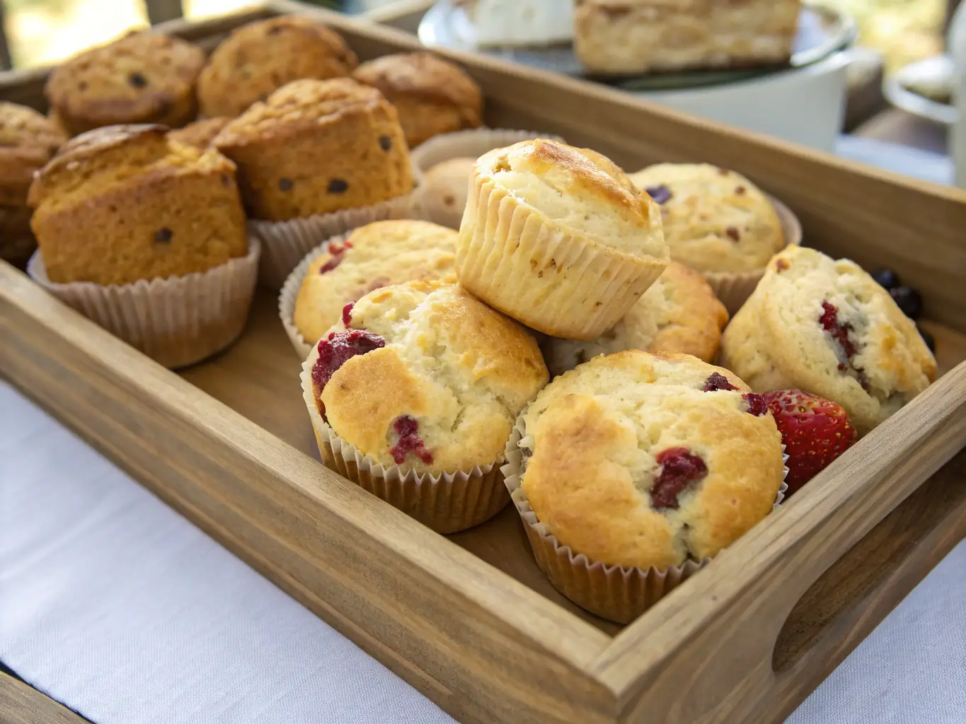 A display of freshly baked bread, croissants, and pastries with a rustic appearance at Ivana's Sweets, emphasizing the artisanal bakery offerings.